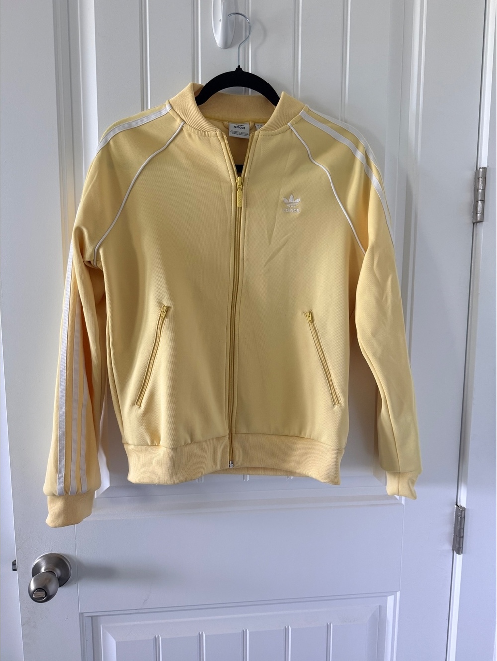 Adidas Yellow Track Jacket with White Stripes - Size S